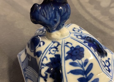A Chinese blue and white five-piece garniture with boys and ladies, Kangxi